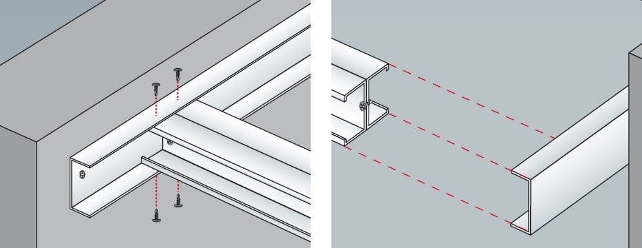 Siniat - Plafond autoportant - Fixation des montants dans les rails