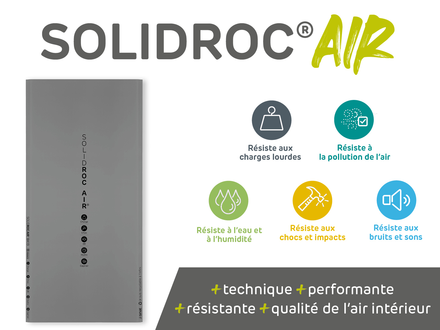 SOLIDROC Air®, la plaque de plâtre très haute résistance 5 en 1