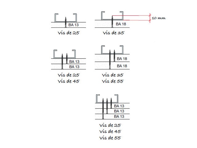 Carnet de pose - Plafond BA13 & BA18 Longueur des vis